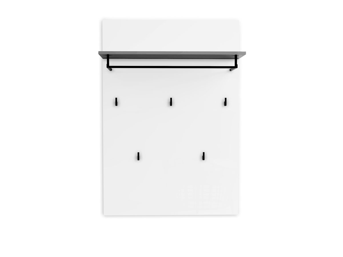 Appendiabiti con mensola, finitura bianca lucida e grigio