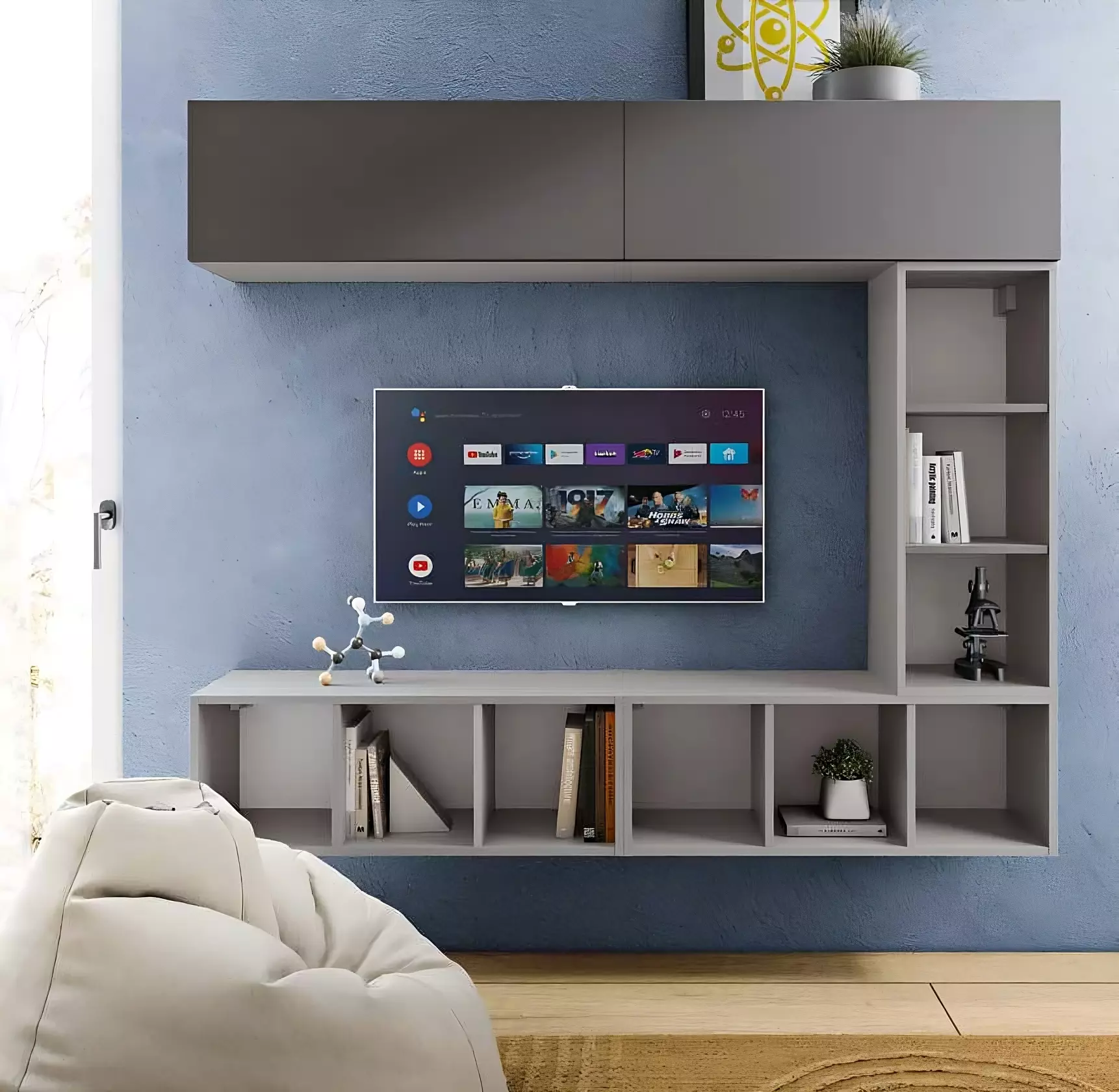 parete per soggiorno tinte grigio