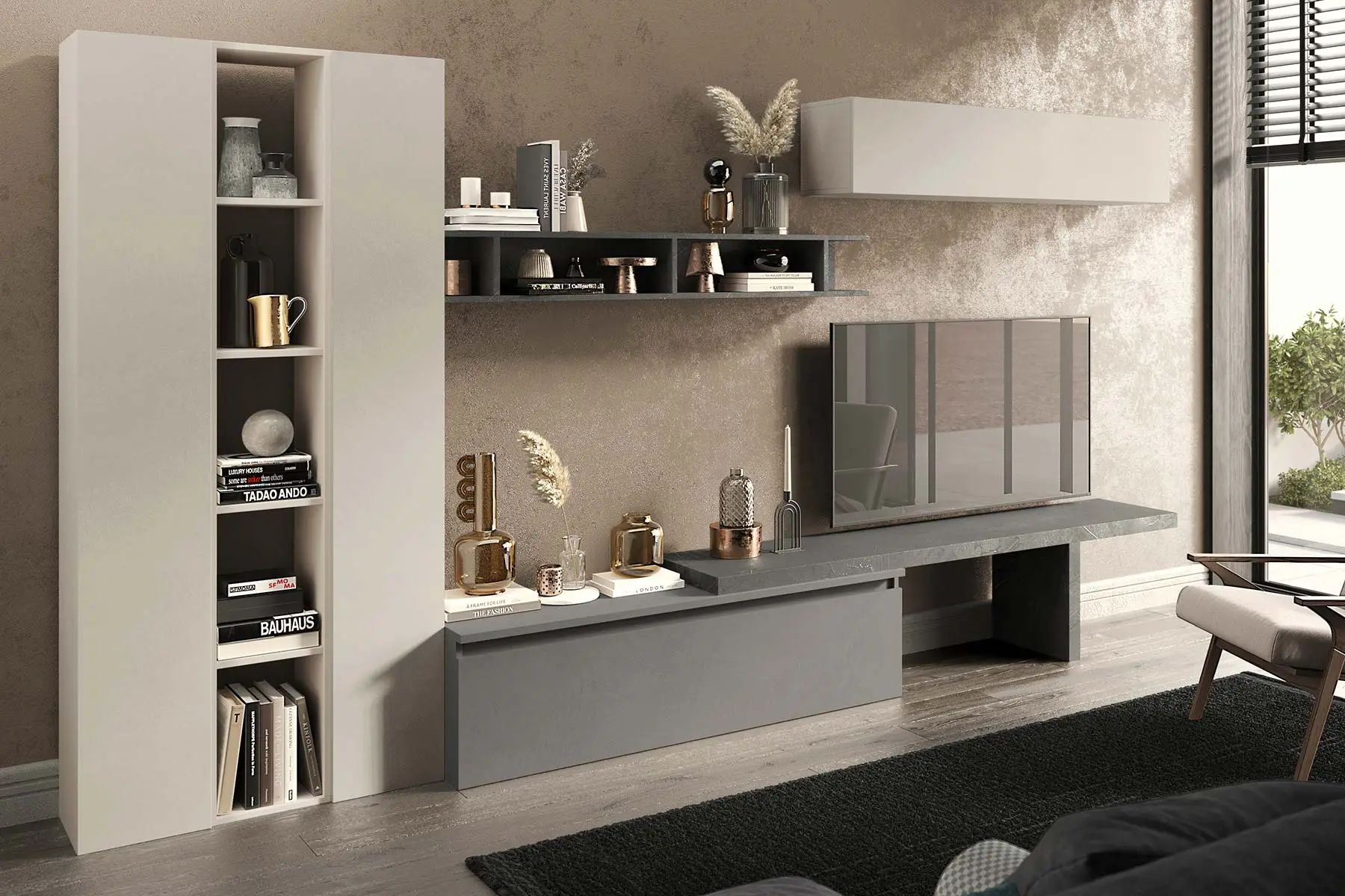 pareti cashmere e grigio