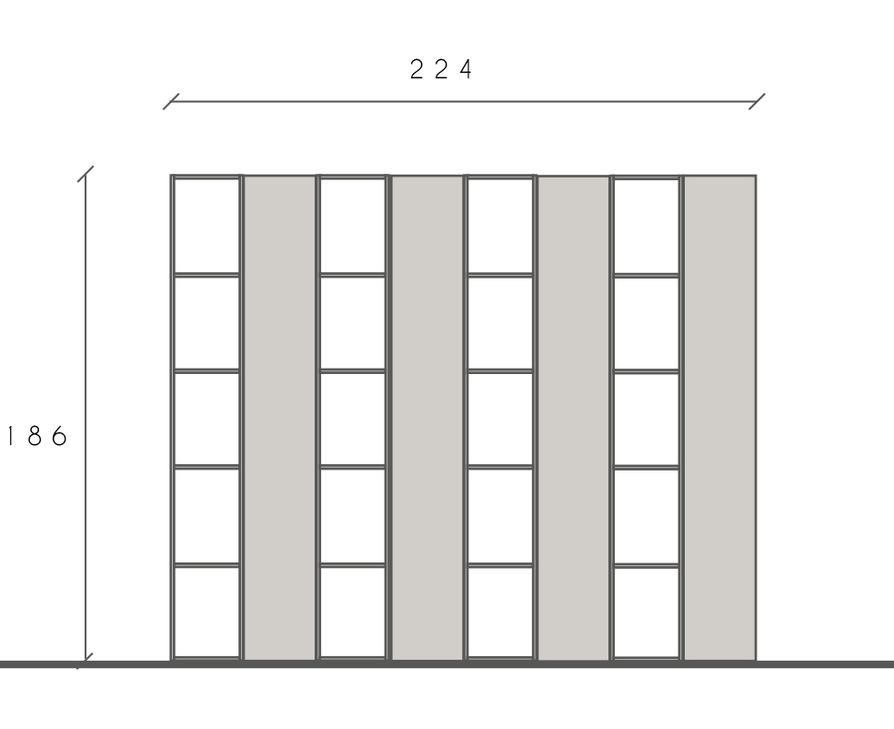 Parete attrezzata, Soggiorno libreria finitura Lava, Made in Italy