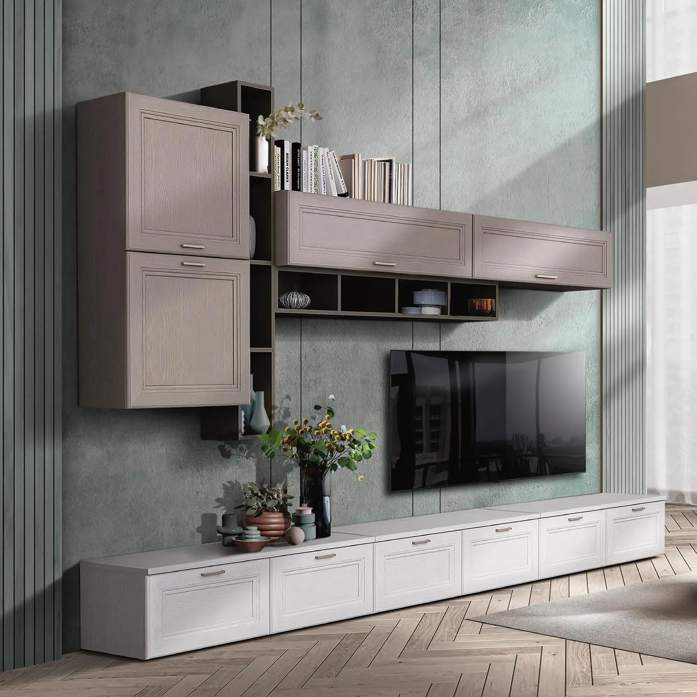 parete contemporanea con pensili