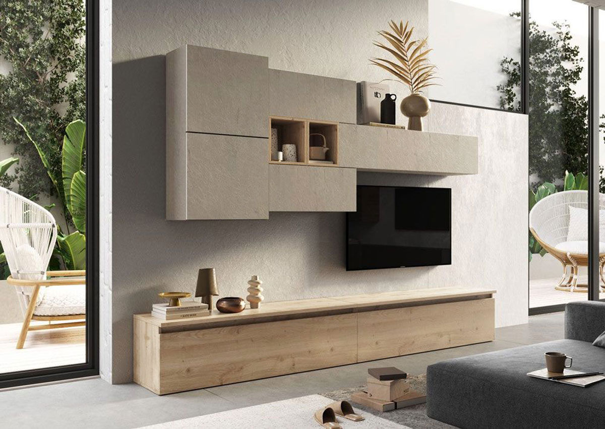 Conveniente Zona living moderna, finitura Argilla e Cadiz