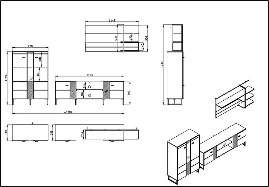 parete attrezzata in stile industriale