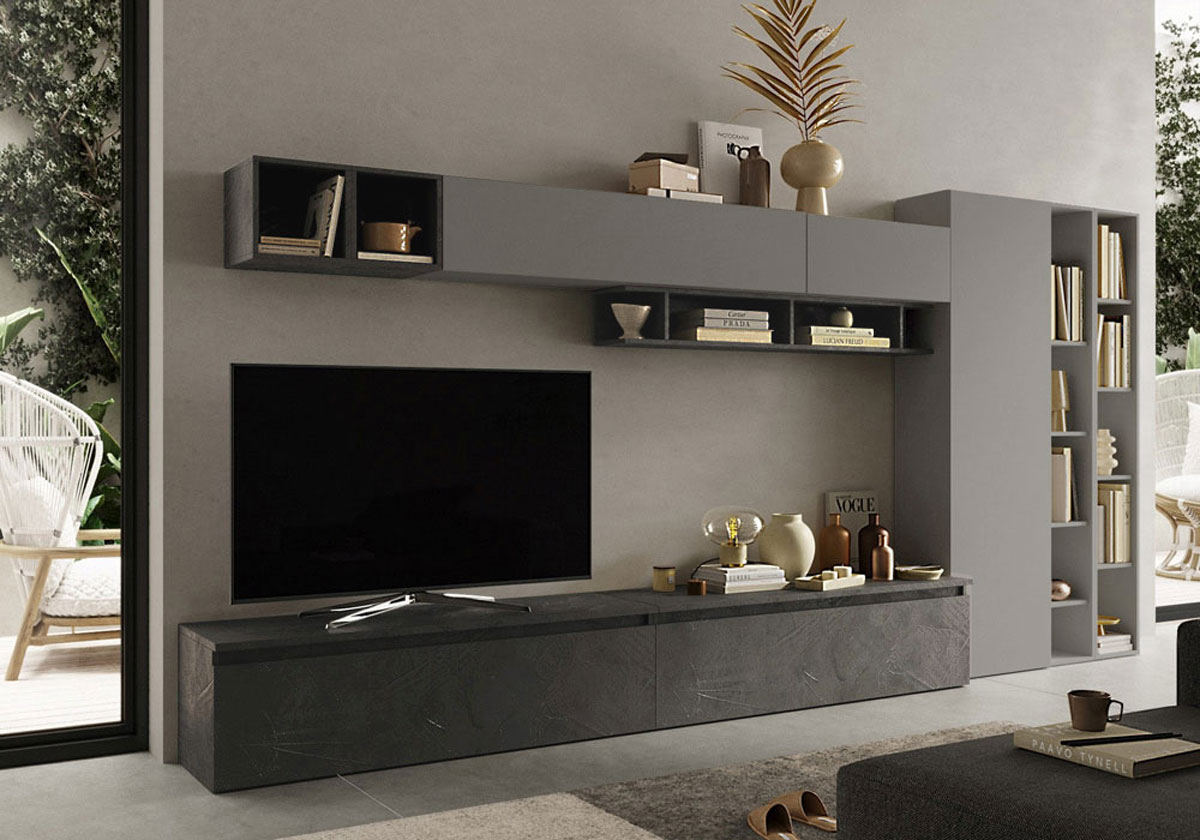 Parete Attrezzata Ardesia e Piombo