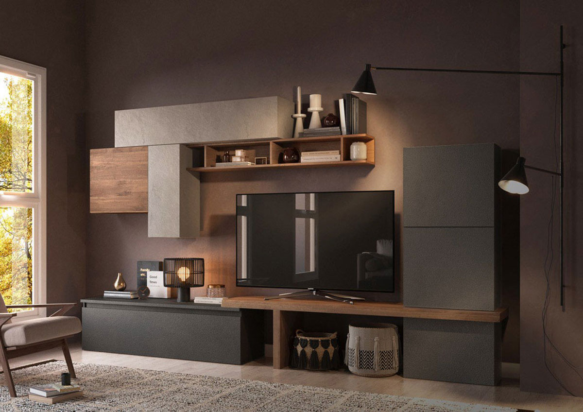 Parete Attrezzata Mercure, Argilla e Lava