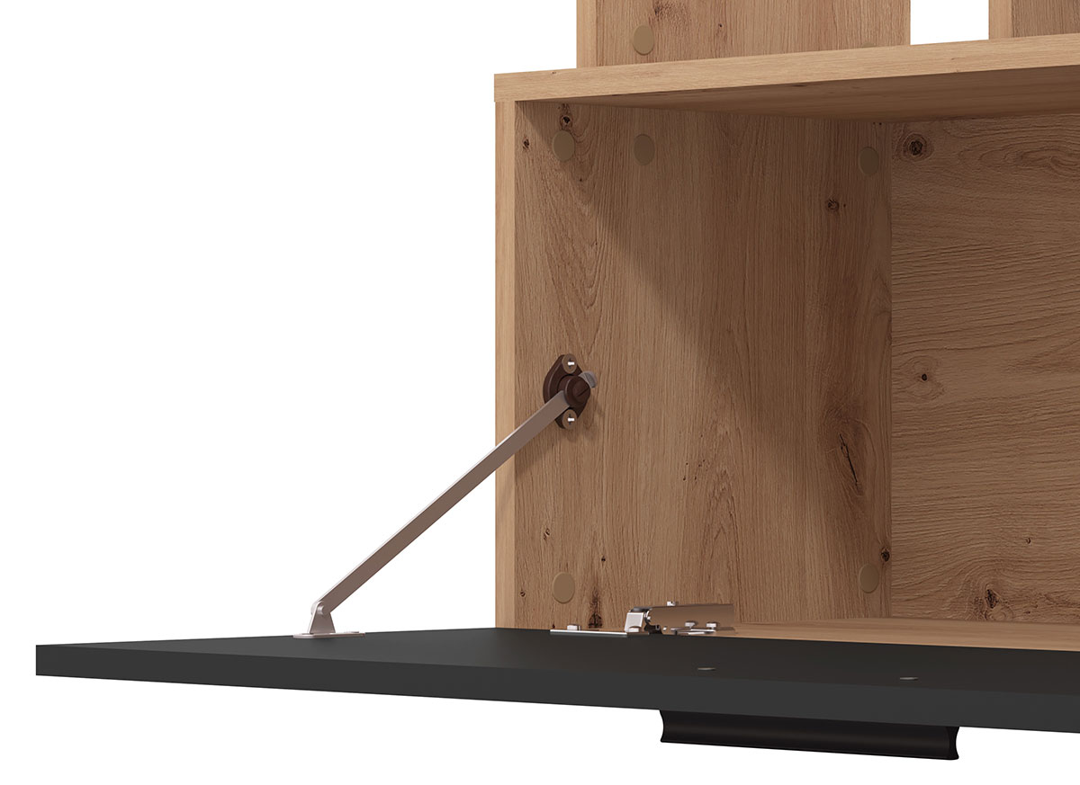 Parete attrezzata a terra, finitura Rovere e Nero