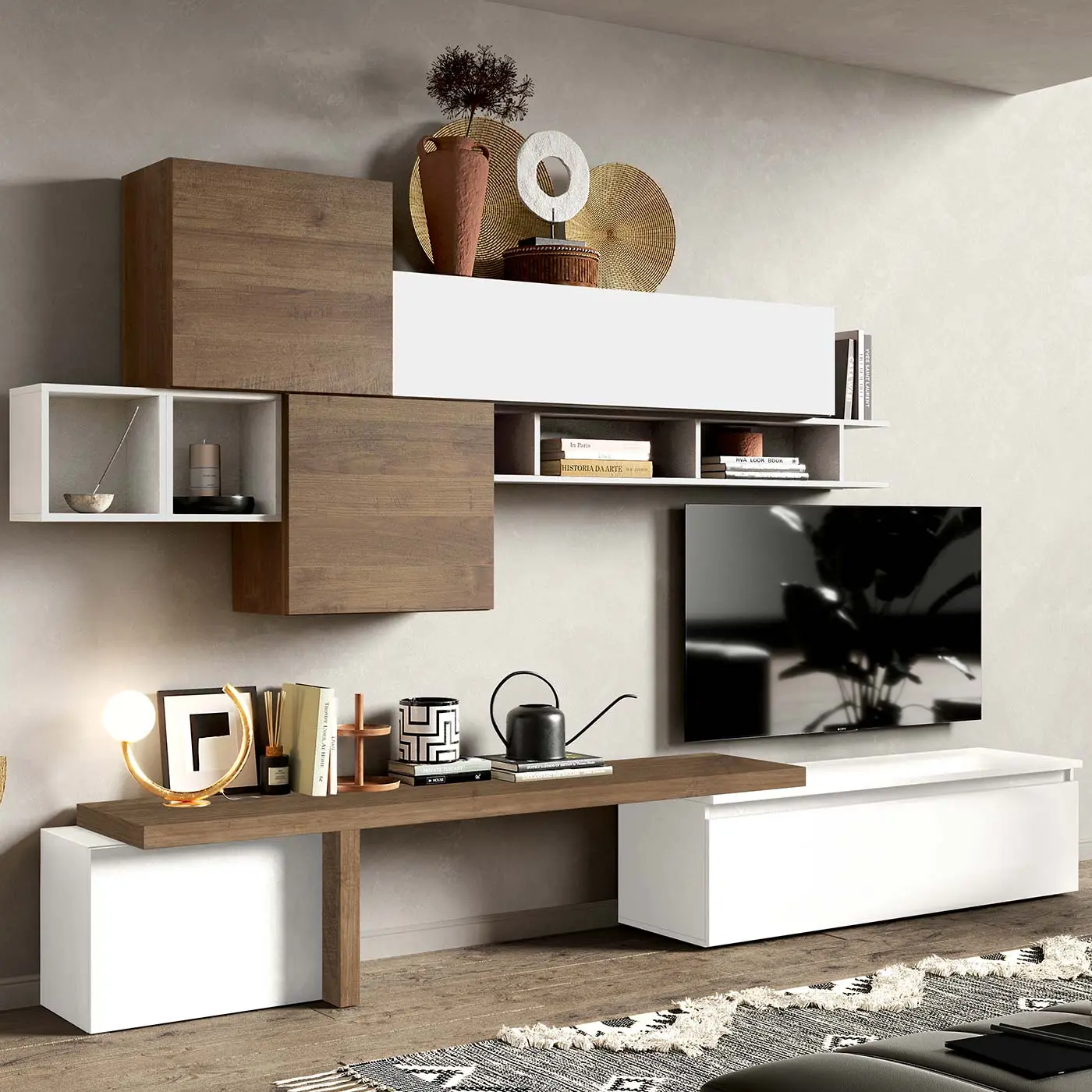 parete attrezzata scontata bianca