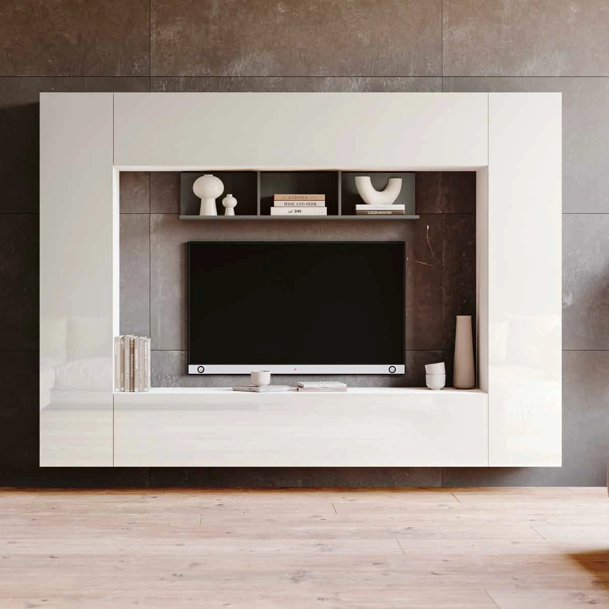 parete bianca e grigia