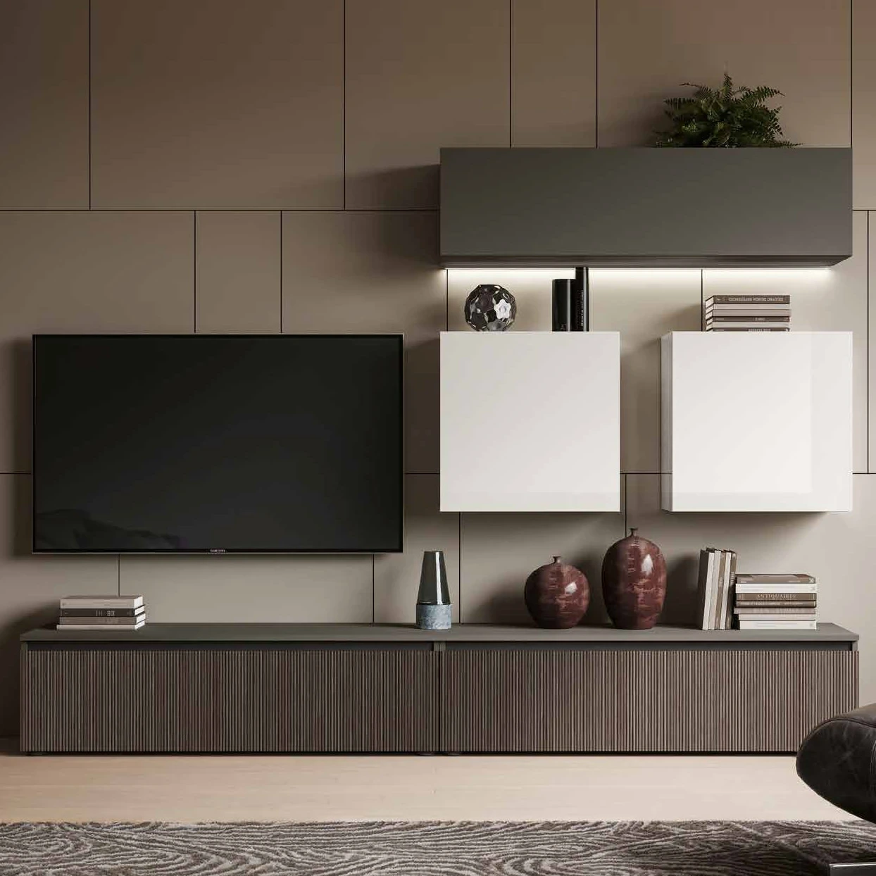 parete moderna cannettato grigio