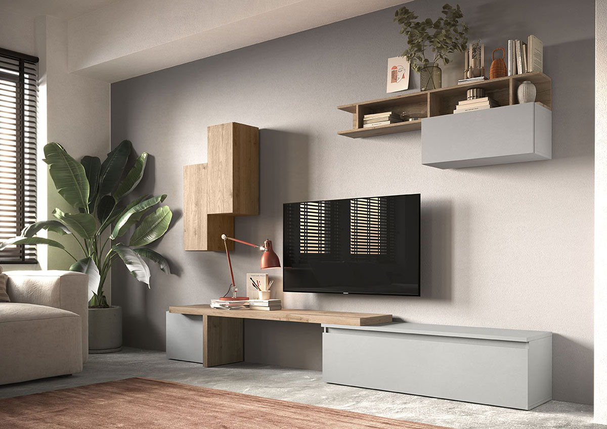 Porta TV finitura Cadiz e Gesso