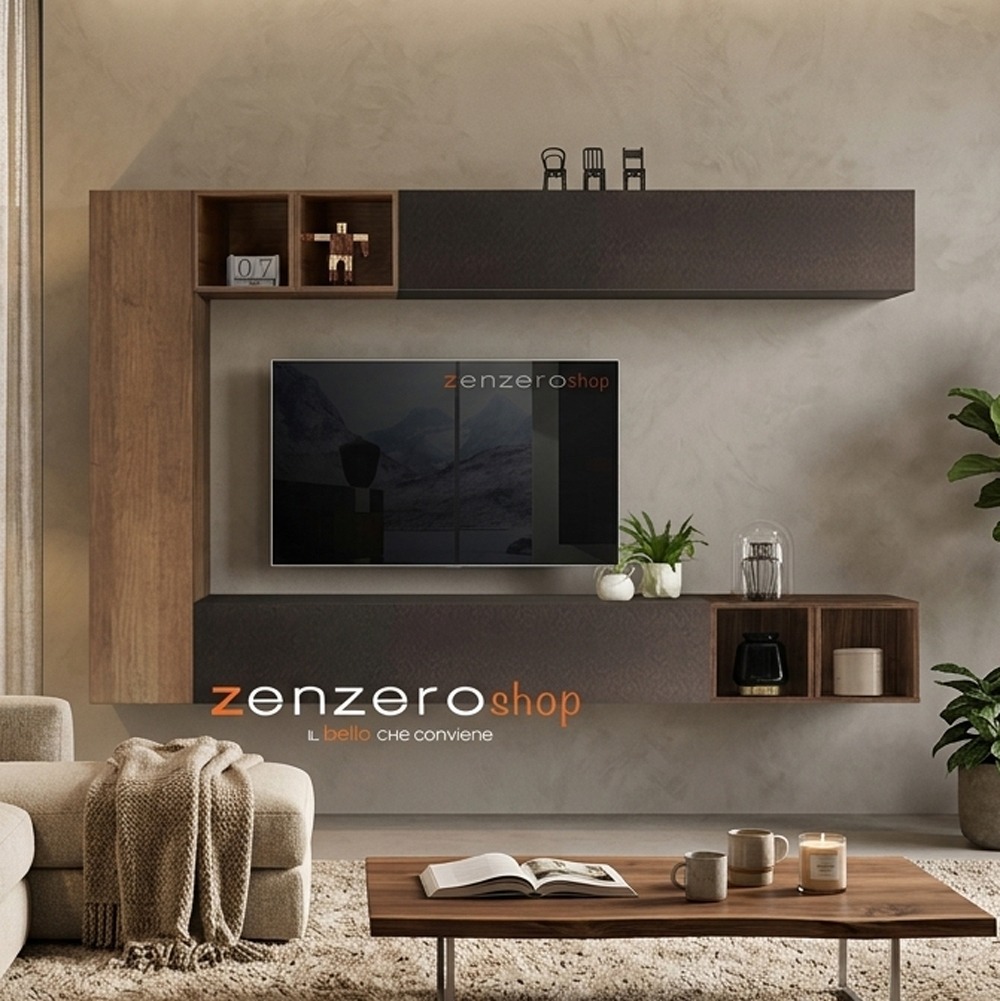 Parete attrezzata vendita online Soggiorno Zenzero in Lava, Mercure 