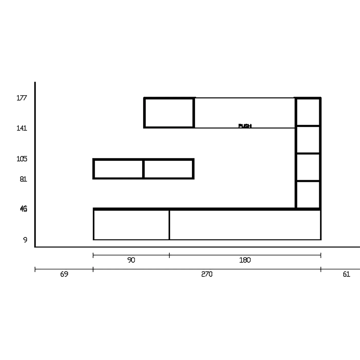 Parete attrezzata stile industry in finitura Bronzo e Rovere decapato