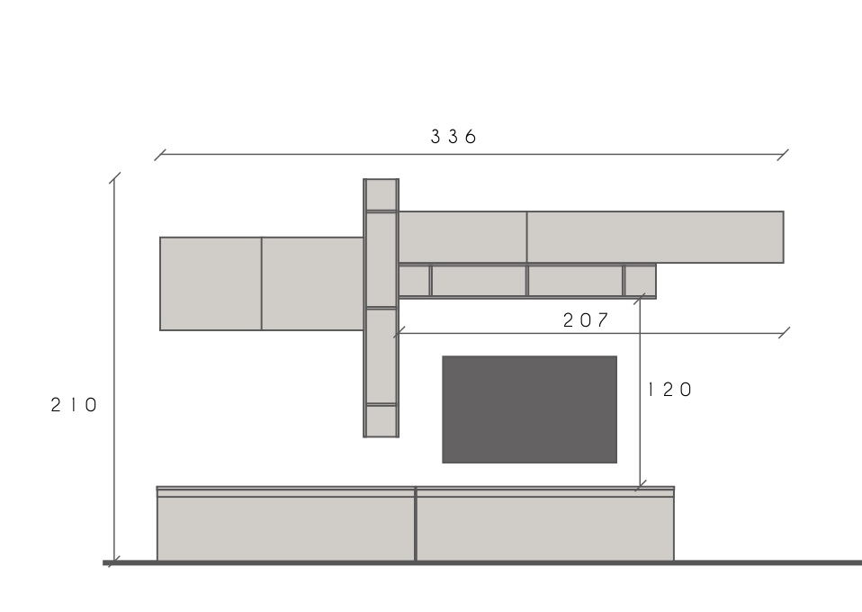 Parete TV moderna Made in Italy, finitura Bronzo e Mercure