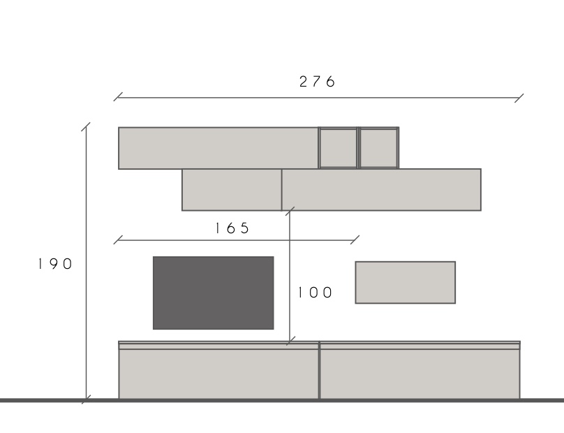 Parete attrezzata Argilla, Bronzo e Cadiz