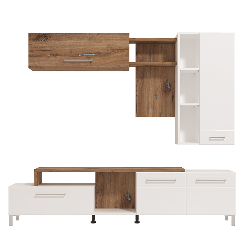 parete attrezzata noce e bianca