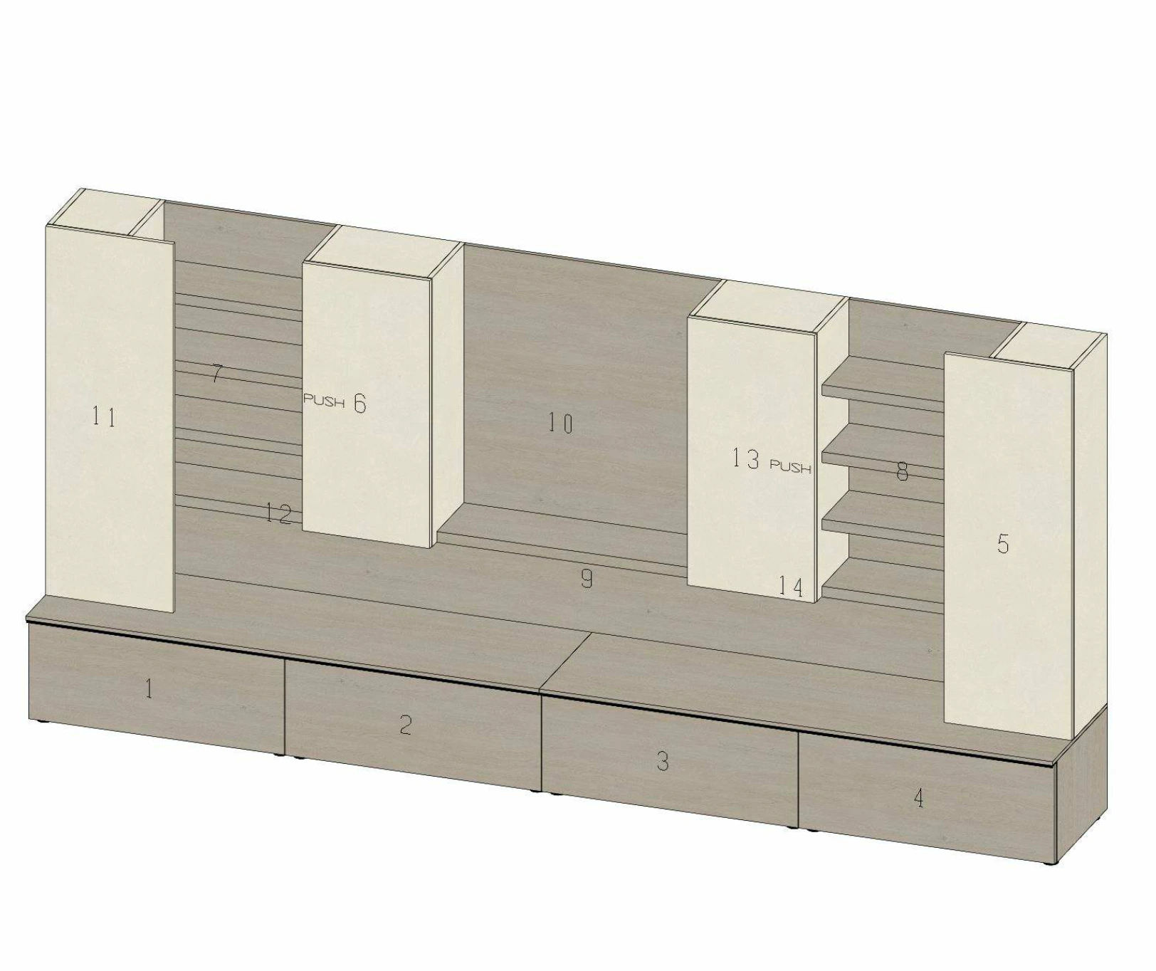 parete moderna con ante