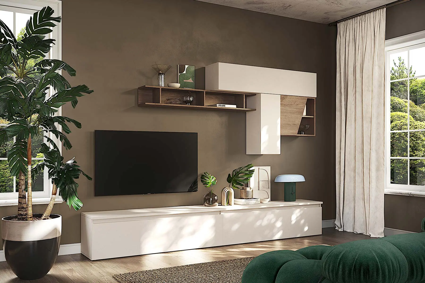 parete moderna con cassetti cashmere