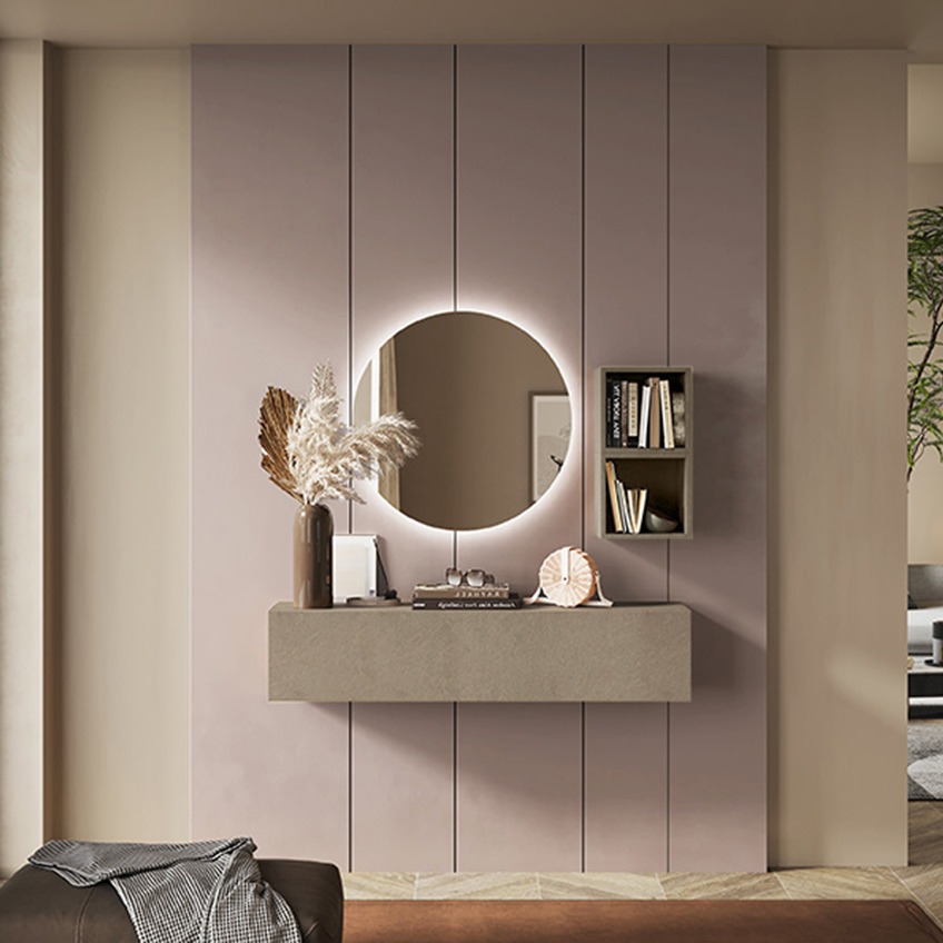 Ingresso moderno di design, con specchio, colore Argilla