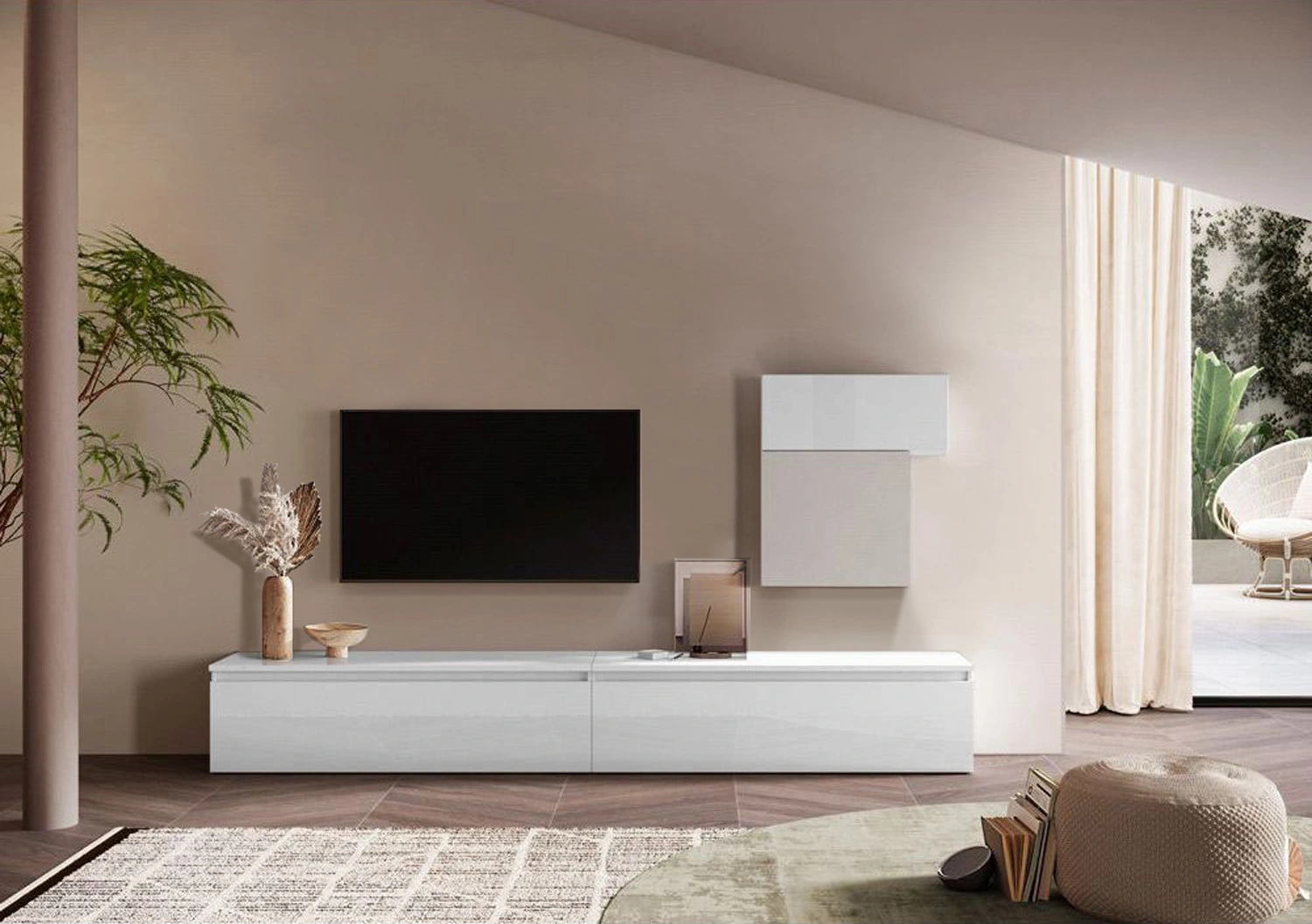 parete con base bianca e pensili