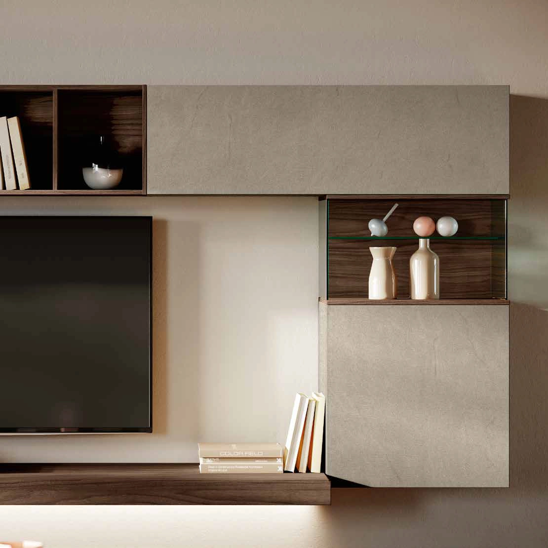 parete moderna con teca