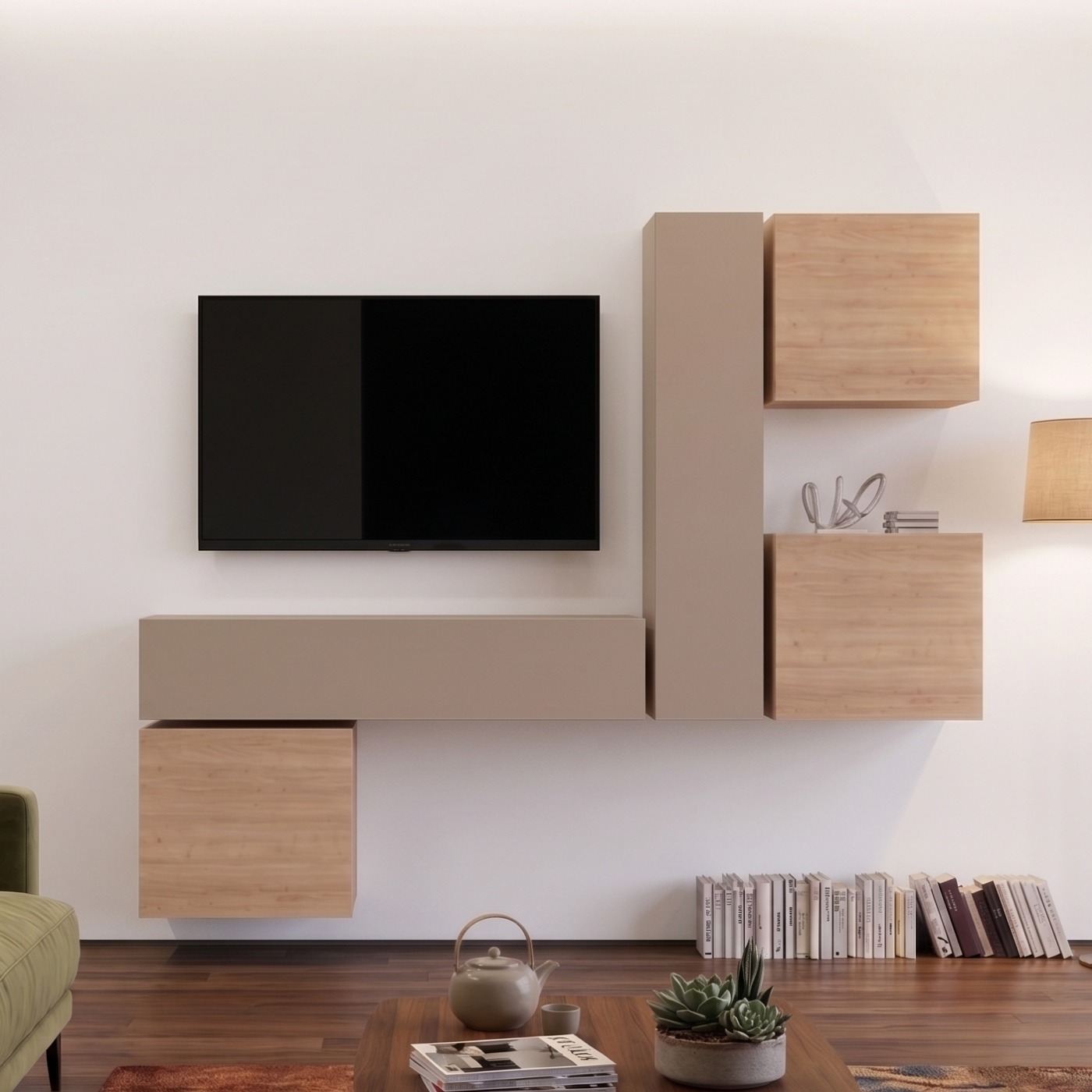 Parete attrezzata moderna di design, cadiz e cashmere - 255x200 cm