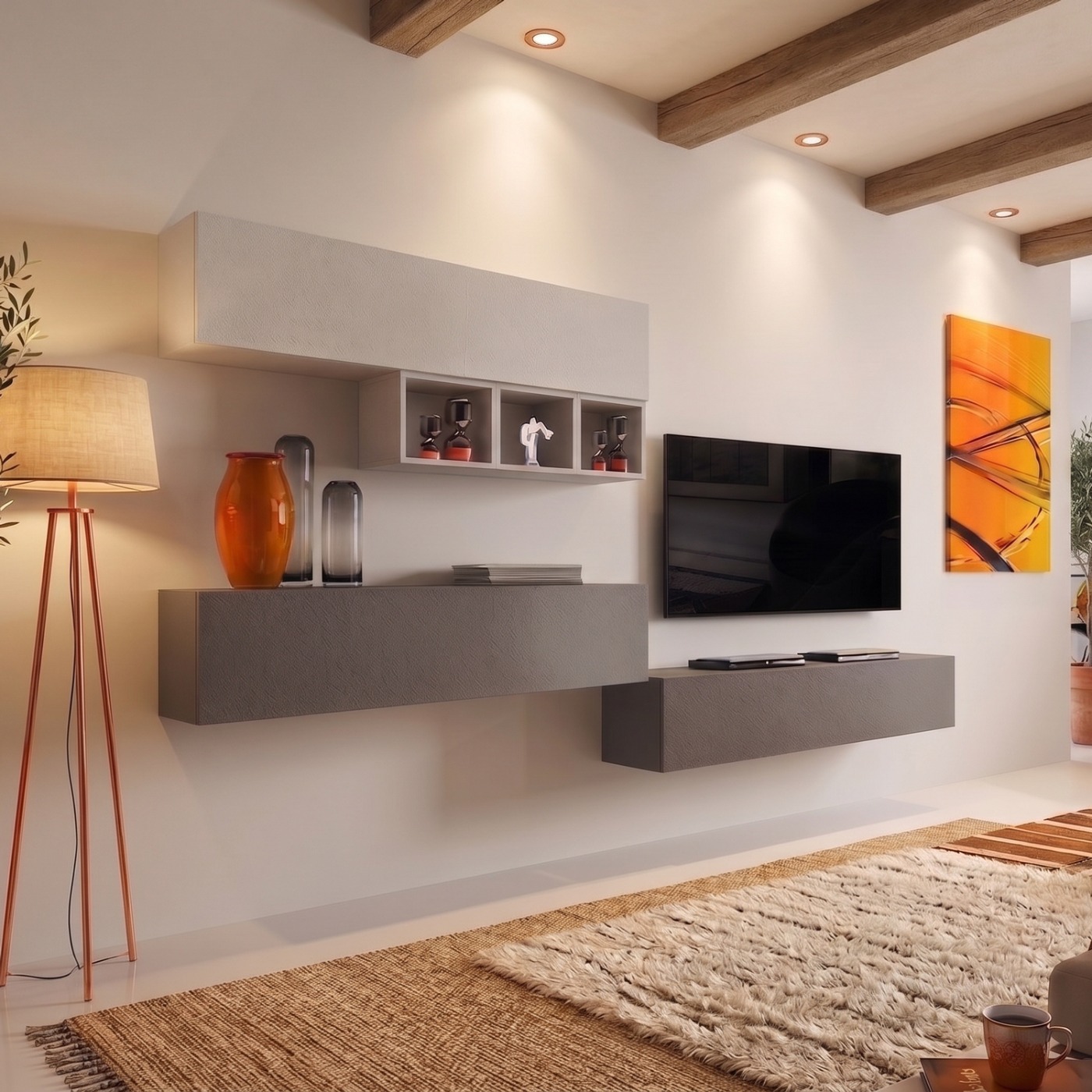 Pareti attrezzate moderne di design Cashmere e Bronzo