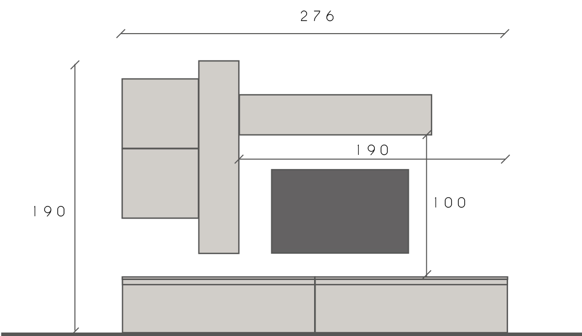 Parete attrezzata moderna da soggiorno finitura Gesso e Bianco Lucido 