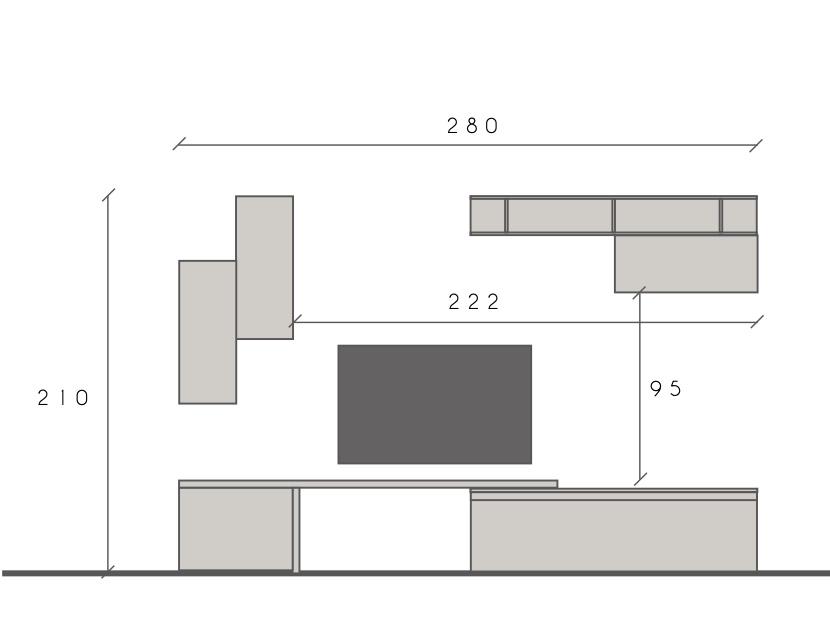 Porta TV finitura Cadiz e Gesso