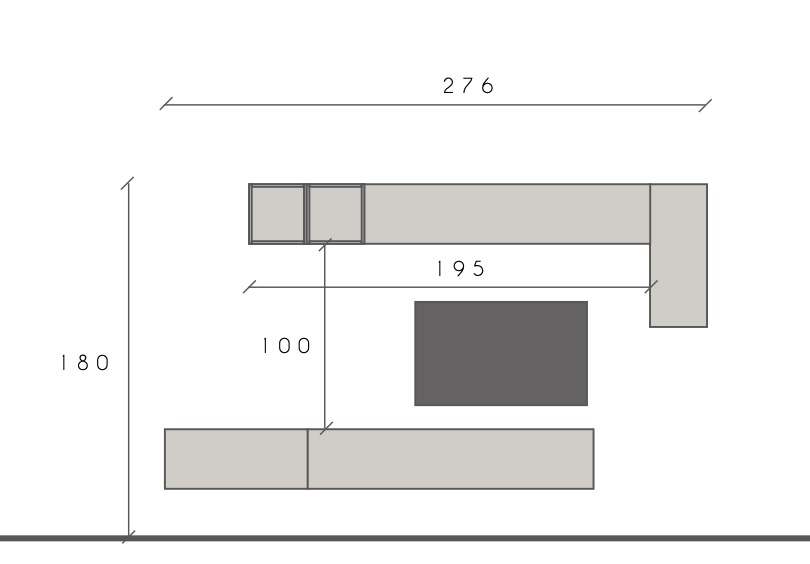  Parete attrezzata, finitura Mercure e Bronzo 