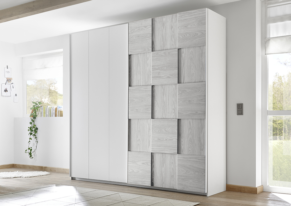 Armadio scorrevole offerta, armadio Miss 2 ante scorrevoli bianco opaco e grigio