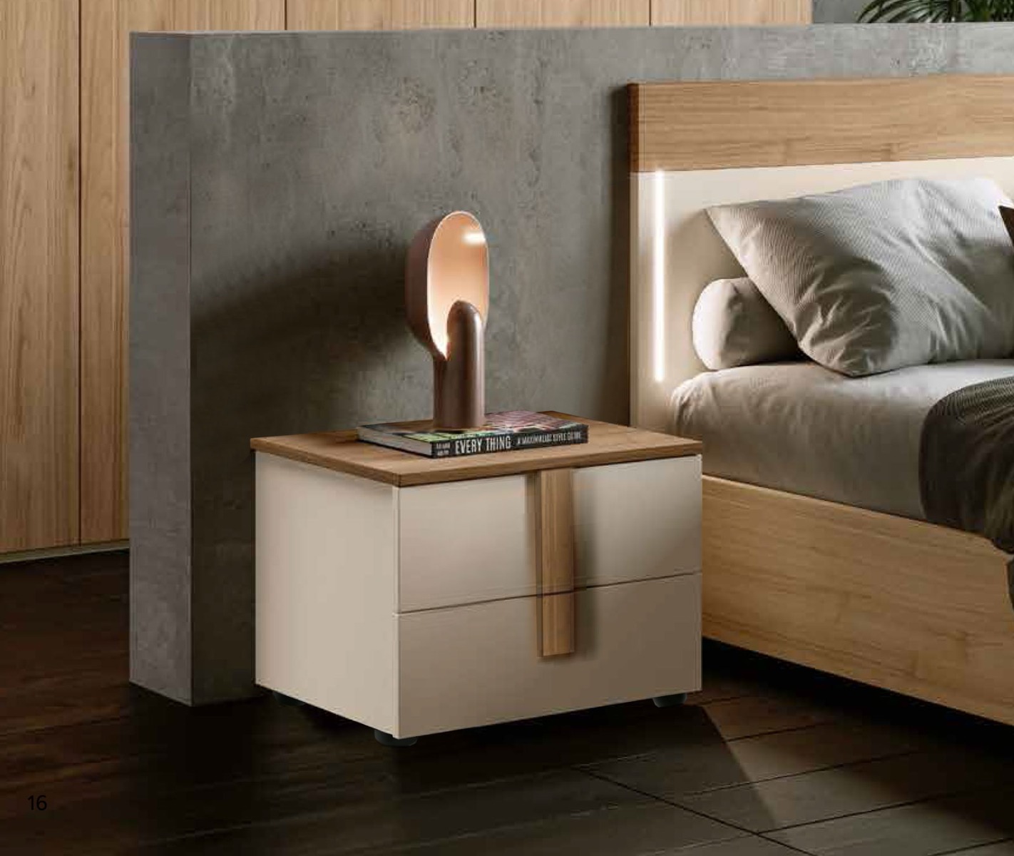 Set comò e coppia di comodini Noce biondo e Orzo