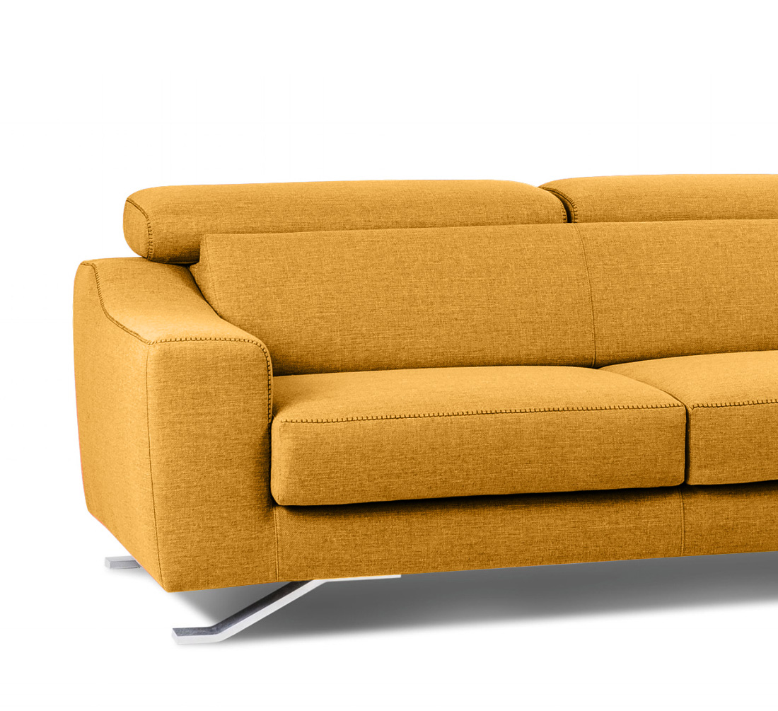 Divano moderno Halti, 3 posti, colore Corallo, made in Italy