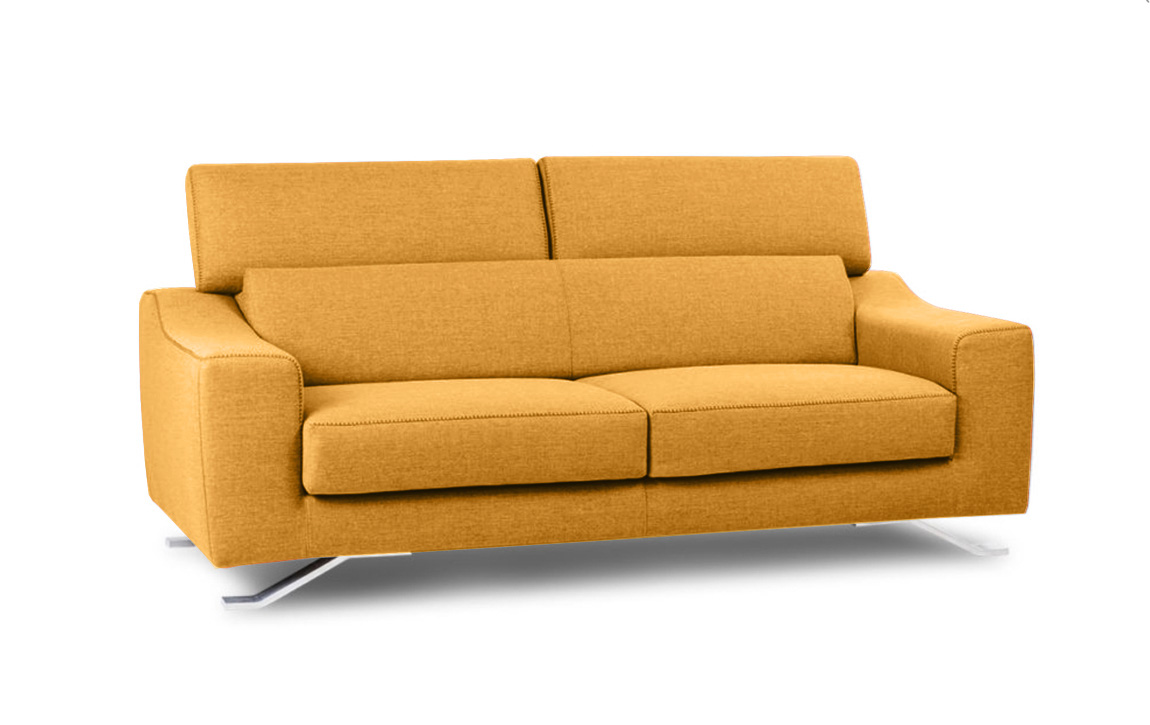 Divano moderno Halti, 3 posti, colore Corallo, made in Italy