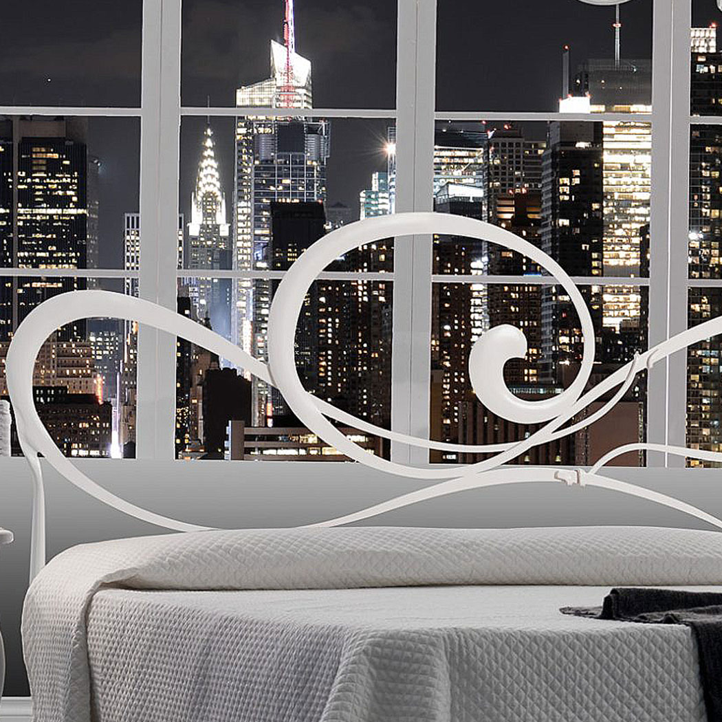 letto in ferro matrimoniale bianco satinato