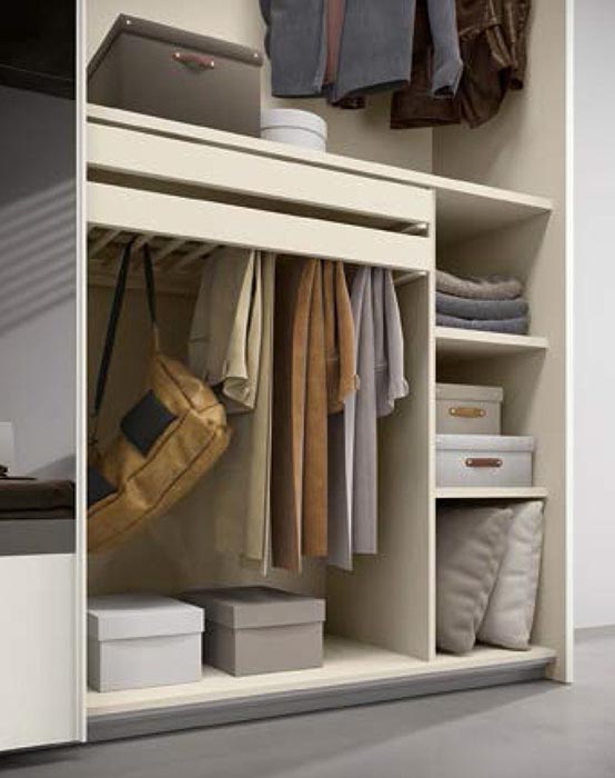 Armadio scorrevole 2 ante H.245 finitura Bianco opaco e Orzo Opaco