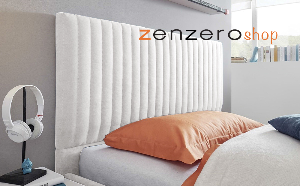 Cameretta moderna con letto una piazza mezza, armadio scorrevole e comodino, finitura Bianca