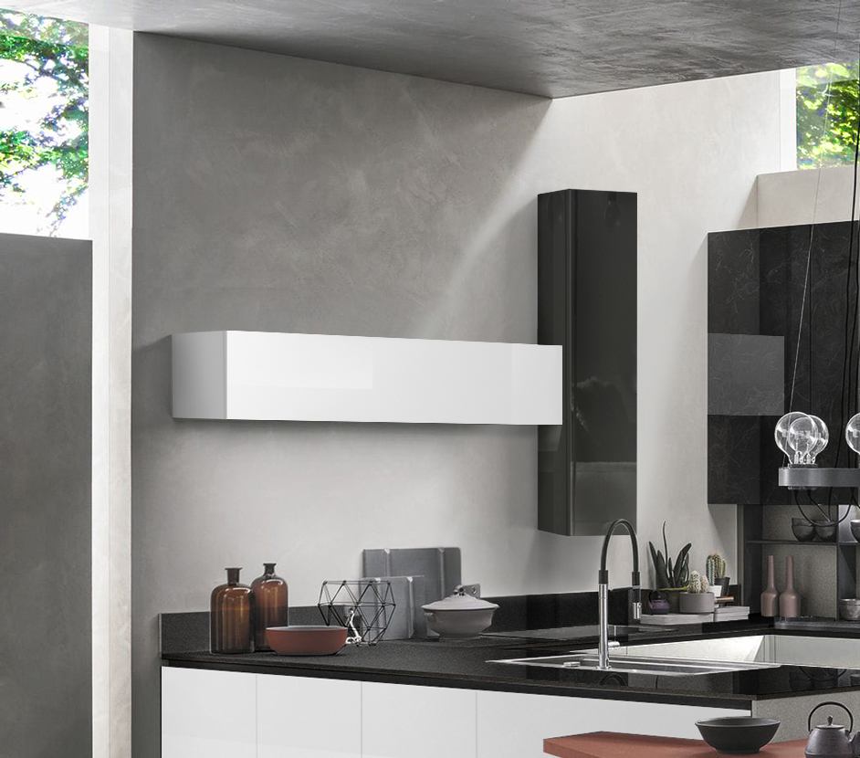 Pensile per cucina sospeso, Antracite lucido