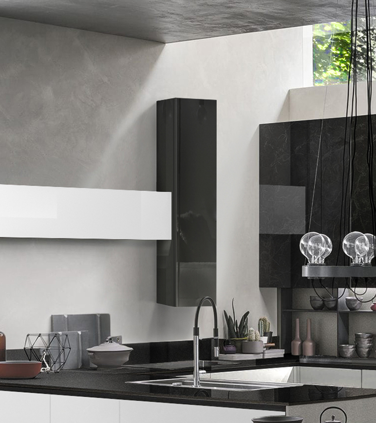 Pensile per cucina sospeso, Antracite lucido