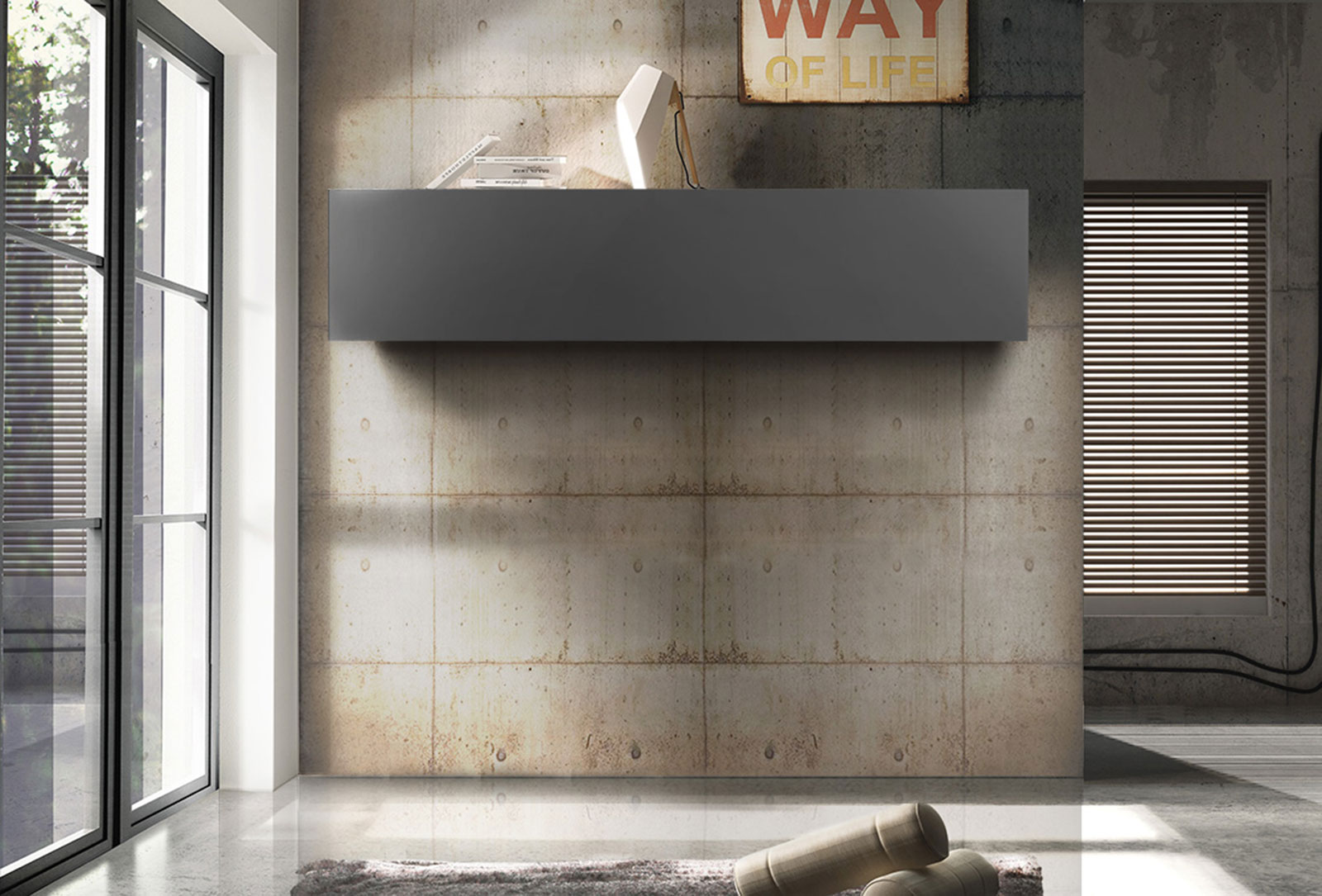 Pensile sospeso 100% Made in Italy, finitura Antracite 