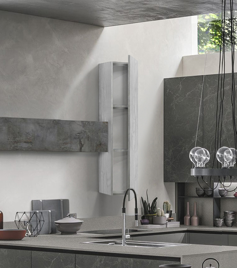 Pensile per cucina sospeso, Grigio artico