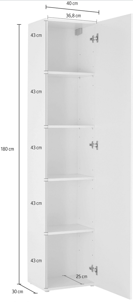 Colonna sospeso con anta battente, finitura bianca lucida