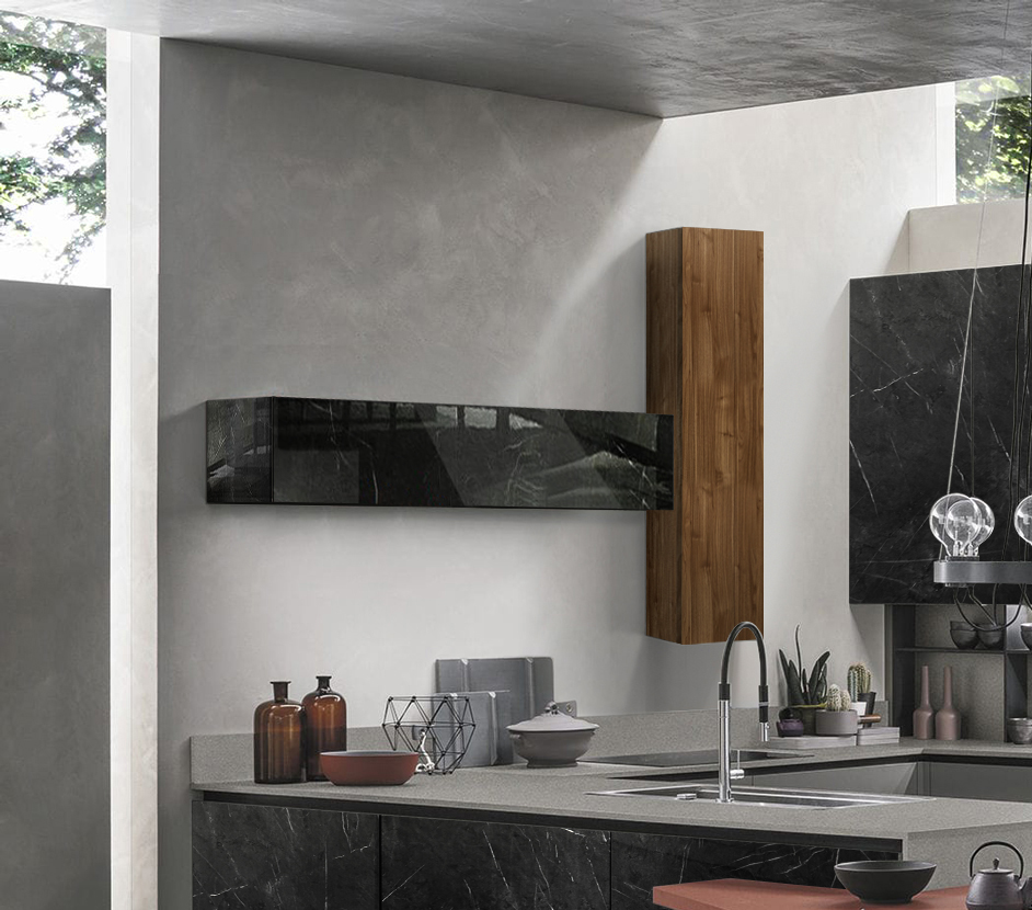 Pensile per cucina sospeso, Noce dark