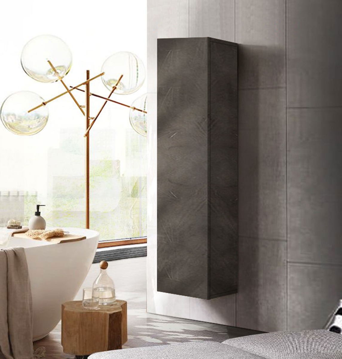 Colonna da bagno sospesa, finitura Piombo