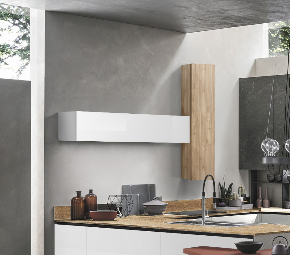 Pensile per cucina sospeso, Noce stelvio