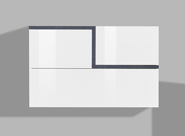 Pensile sospeso con una ribalta e 2 ante in finitura Bianco lucido e Ardesia