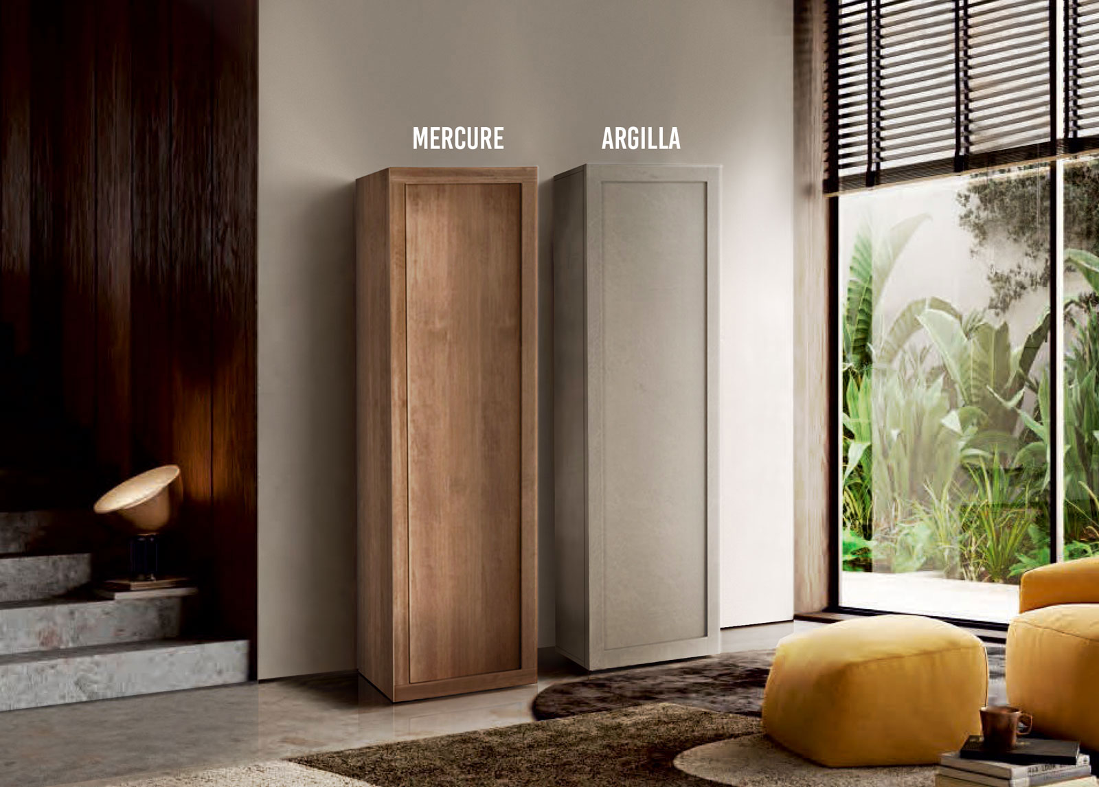 Elegante Colonna larga a terra ad un'anta, frontale con telaio