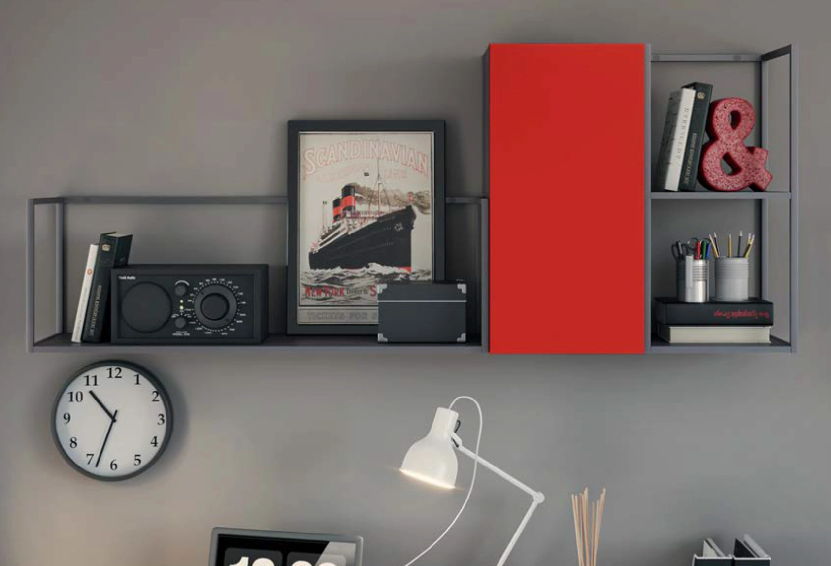 scrivanie sospese rosse