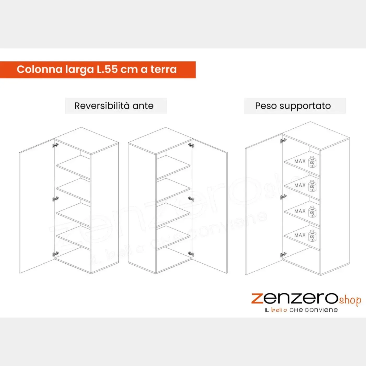 Parete attrezzata moderna, L.330 H.186, Mercure e Bronzo
