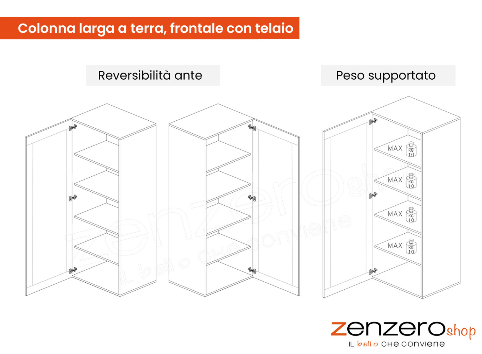 Parete attrezzata finitura Argilla, Bronzo e Mercure, vendita online
