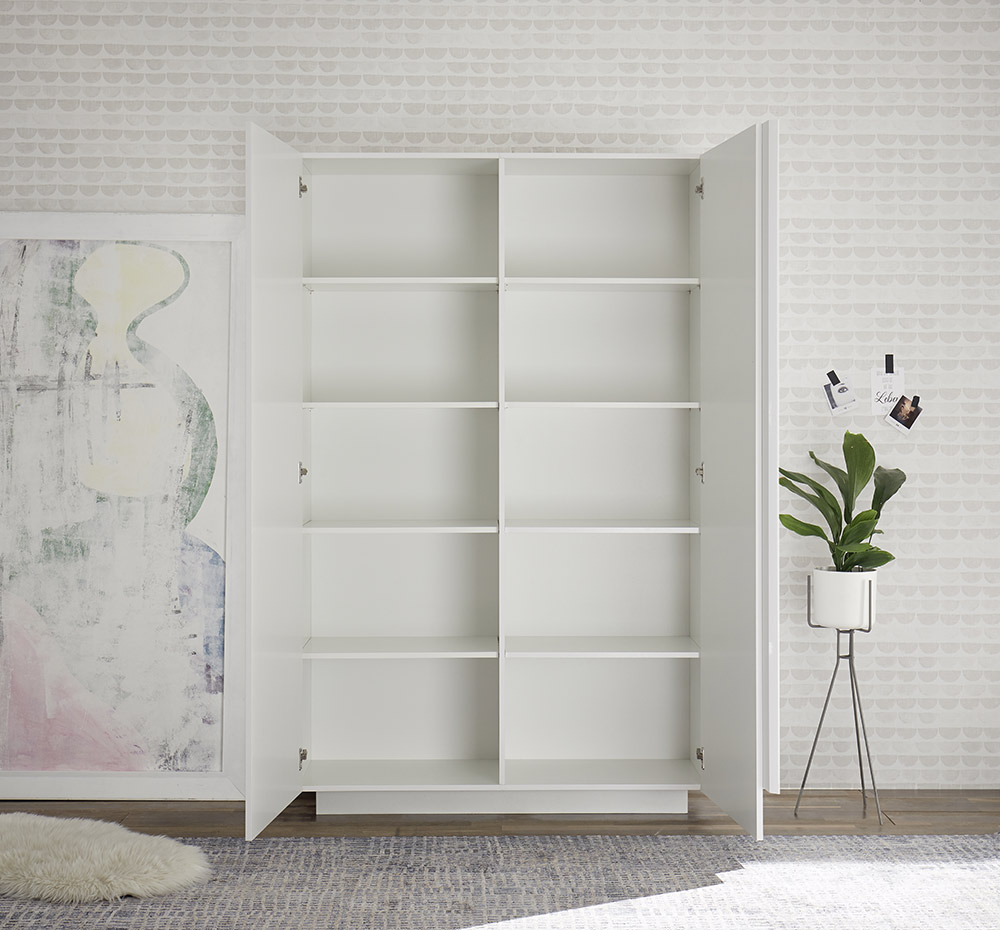 Madia moderna, colonna 2 ante in finitura Bianco laccato lucido